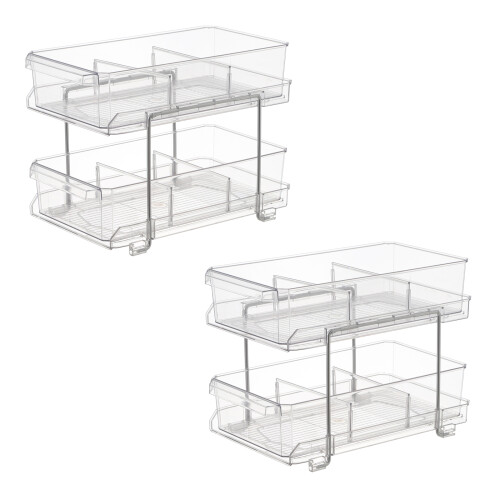 2-Tier Slide-Out Acrylic Drawer Organizer with Movable