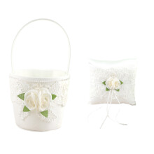 Wedding Flower Girl Basket & Ring Pillow Set