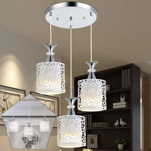 White Iron 3-Light Industrial Pendant Chandelier