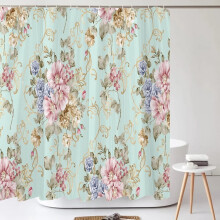 3D Printed Flower Shower Curtain – Polyester, Waterproof,