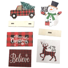 Rustic Wooden Christmas Signs Set with Tree22x9x6cm