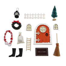 Wooden & Plastic Mini Christmas Decorations Set