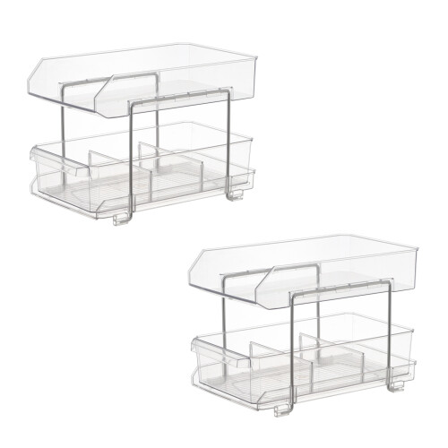 2-Tier Slide-Out Acrylic Drawer Organizer with Movable