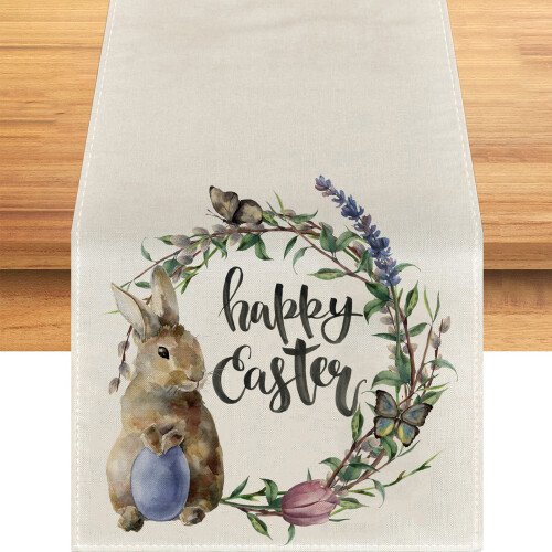 Linen Easter Table Runner33x183cm Multicolour