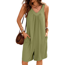 Women's Summer Sleeveless Jumpsuits Casual-Light Green XL