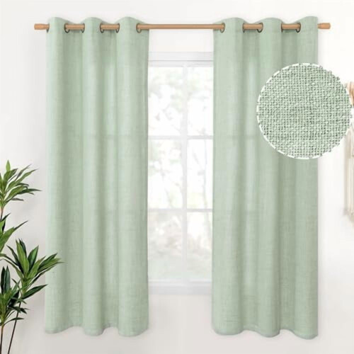 Sage Linen Curtains 52x68 in, Light Filtering, Bronze