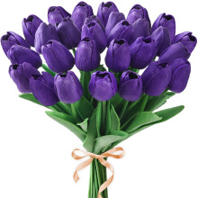 Lot de 10 tulipes artificielles violettes PU33cm
