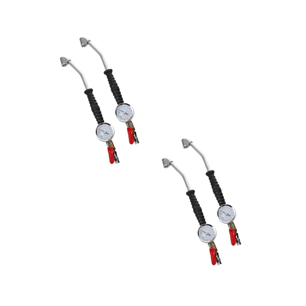 4Pcs Tire Inflator Gauge With Elbow Nozzle Quick Inflation Multi-Color 3753609230121