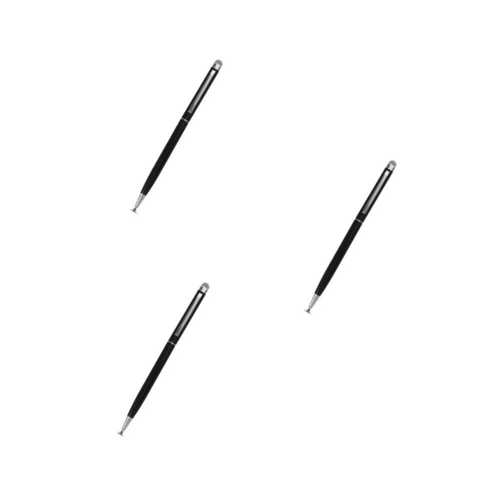 3Pcs Universal Metal Stylus Pens With High Precision Cloth Tips Black 3753614120554