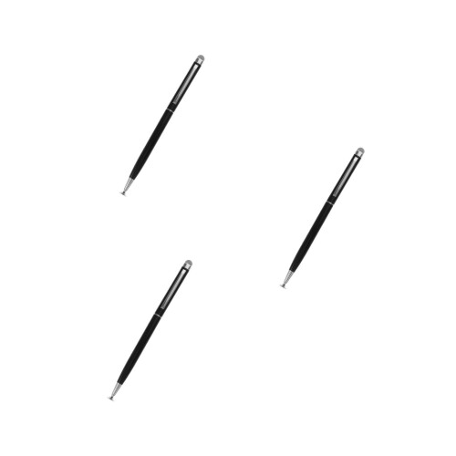 3Pcs Black Metal Stylus Pens Dual Function for Tablets and Phones