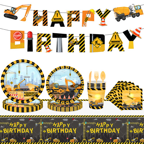 Construction Theme Party Tableware Set – Paper – 16