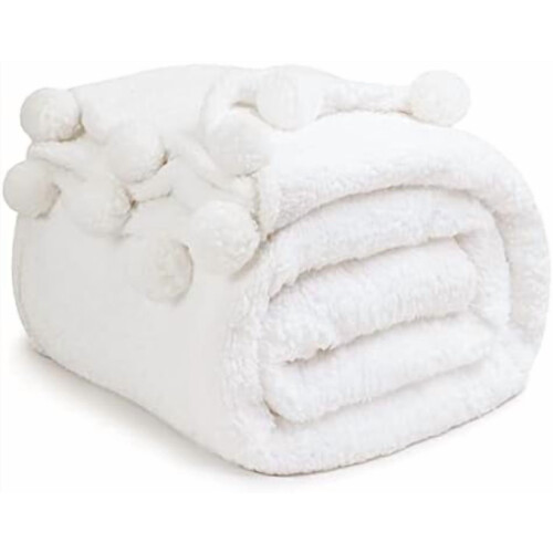 Double-Sided Sherpa Fleece Throw Blanket, Queen Size