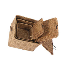 Rattan Storage Basket with Lid – Set of 3 Sizes