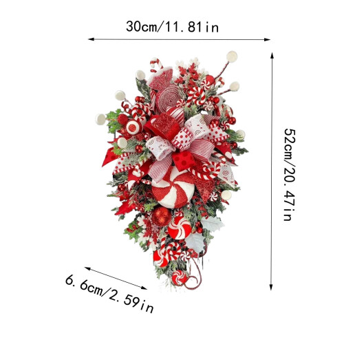 Red and White Candy Cane Wreath 30cm 2