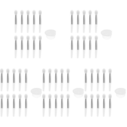 5Sets White Silicone Lip Balm and Lipstick Applicators Makeup Tool Set