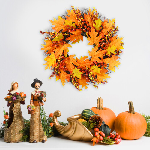 Harvest Wreath45cm Multicolor Cloth Foam Rattan 2