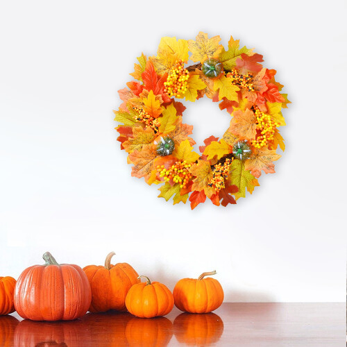Harvest Wreath45cm Multicolor Cloth Foam Rattan 2