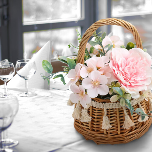 Hand-Woven Willow Basket with Plastic Liner13x13x23cm 2