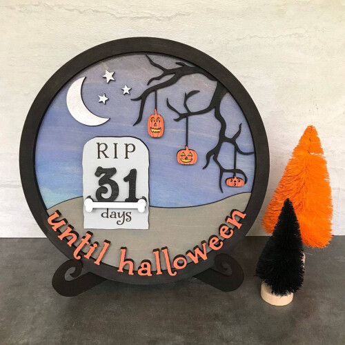 Wooden Halloween Countdown Ornament30x30cm 1