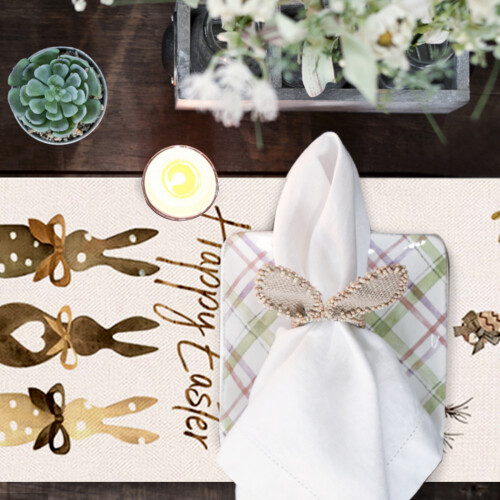 Linen Easter Table Runner33x183cm Multicolour 1