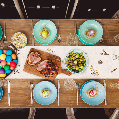 Linen Easter Table Runner33x183cm Multicolour 2