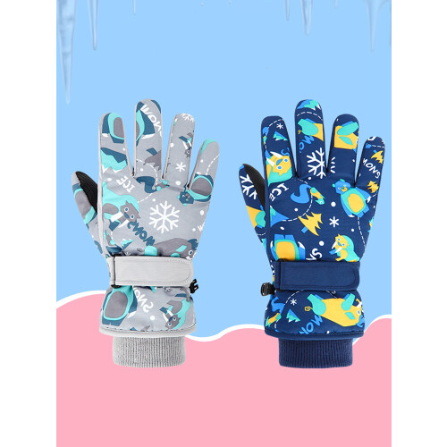 Kids Waterproof Ski Gloves with Anti-Lost String 1
