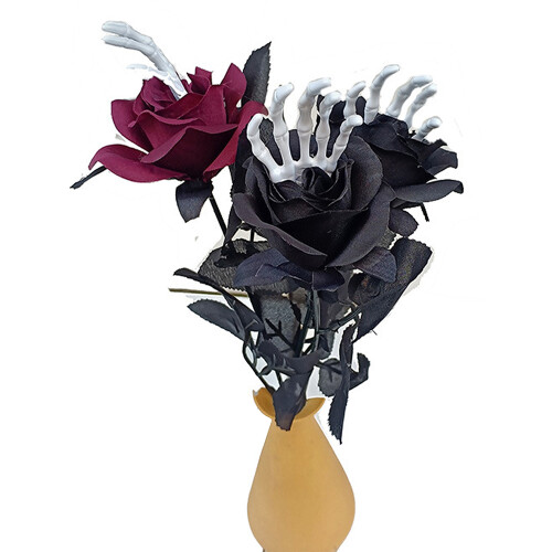 Black Halloween Rose with Skull Hand43cm 2