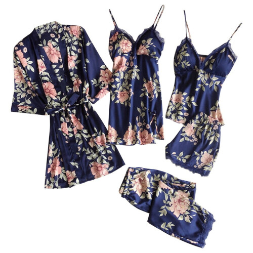 Women's Silk Pajama Set Soft Satin 5-Piece