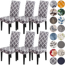 Grey Stretch Dining Chair Covers – 6 Pack, Machine