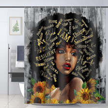 Black Girl Shower Curtain, Polyester, 72x72 Inch