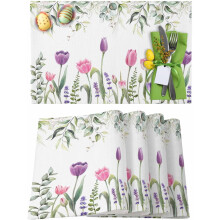 Easter Placemats Set of 4 – Bunny Egg Design, 12x18 in