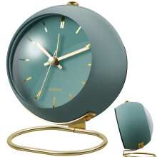 Silent Retro Alarm Clock with Night Light, Battery Powered,