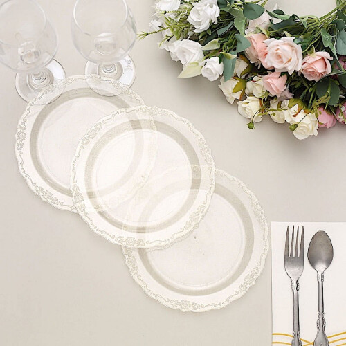 Clear Glittered Plastic Salad Plates 7" (12 Pack)