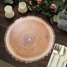 Assiettes en papier jetables en tranches de bois, rondes, de 33 cm (13 pouces).