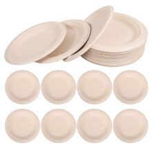 Pratos quadrados de papel para jantar, charcutaria, polpa, 50 unidades