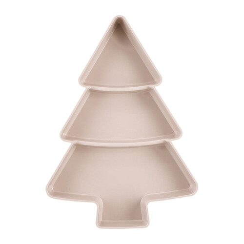Christmas Tree Fruit Plate Light Pink 3-Compartment Plastic