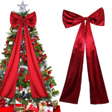 4 Ft Red Velvet Christmas Bow with 4 Ft Ribbon