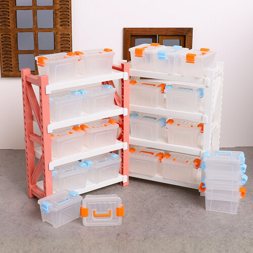 Scene Display Miniature Organizer Shelf With Stackable-Pink 2