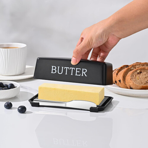 Sealed Butter Case With Cutting Tool For Kitchen-creamy white 1