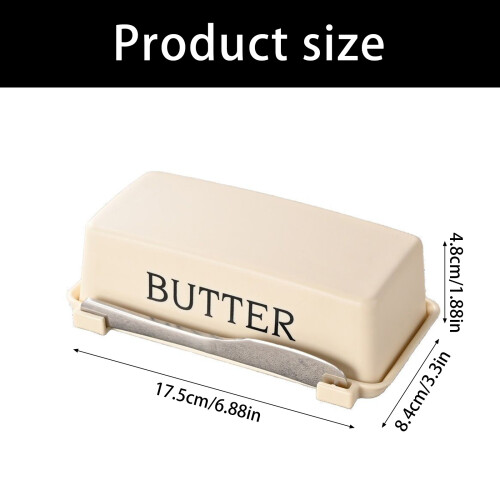 Sealed Butter Case With Cutting Tool For Kitchen-creamy white 2