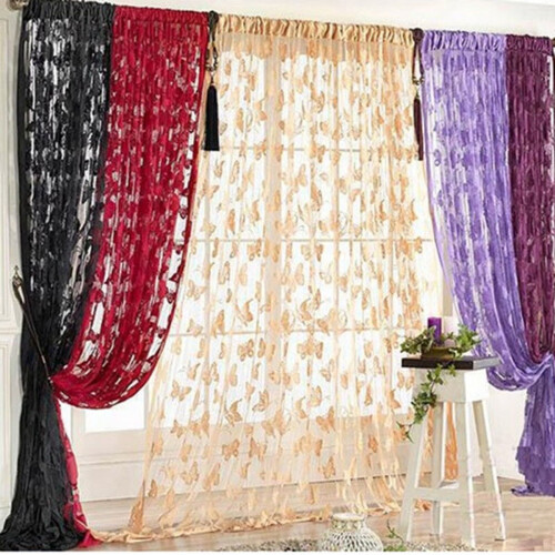 Butterfly Pattern Sheer Voile Curtain 1