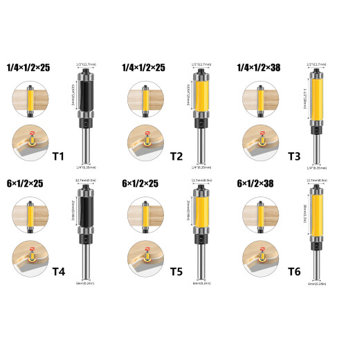 Double Bearing Trimming Cutter Router Bit With Powder-Type 1 1
