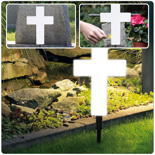 Solar Cross Stake Light White Outdoor Decoration 1