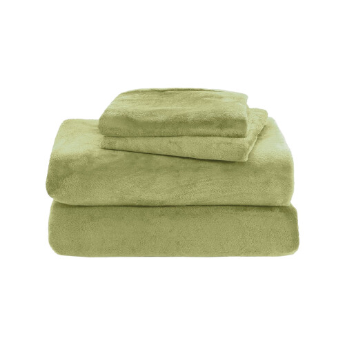 Velvet Flannel Sheet Set 3-Piece Light Green 1
