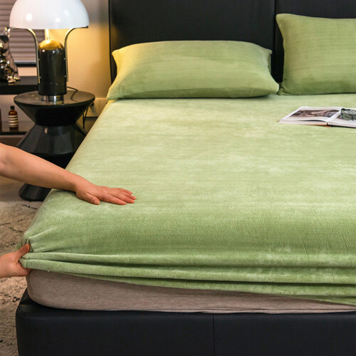 Velvet Flannel Sheet Set 3-Piece Light Green 2