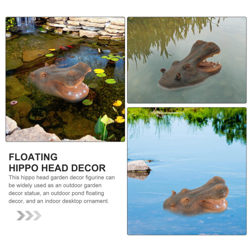 Floating Hippo Head Statue Resin Pond Ornament 2