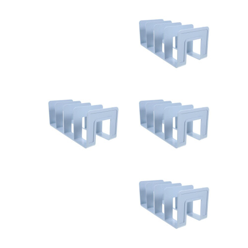 4Pcs Blue ABS Bookends for Heavy Books with Large Capacity Storage 2