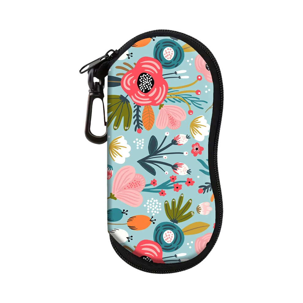 Flower Print Eyeglass Case Zippers Closures Compacts Pouches-4