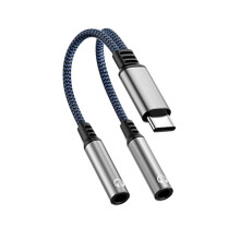 USB C To Double 3.5mm Female Sound Cable Type-Grey double music
