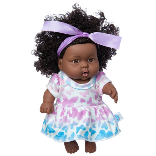 Schwarze afrikanische Mädchen-Vinylpuppe, 20 cm